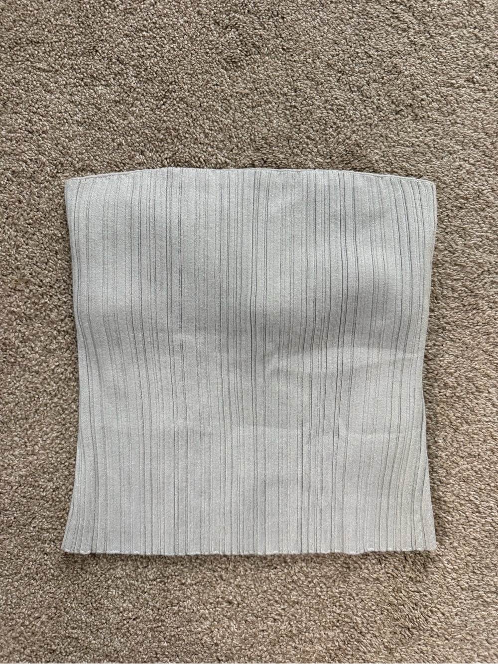 Madewell x Aimee Song Ribbed Strapless Knit Top in Light Gray Size Large